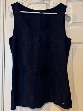 Tommy Hilfiger Blue Scoop Neck Knit Lace Tank